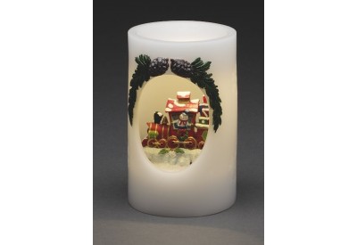 Konstsmide Snowman / Train Wax Candle (5 Hour Timer, Battery Operated, LED)